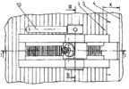 Device for tightening of floor slats - view along axis II - II of the device