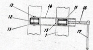 Formwork for monolithic walls of reinforced concrete - plan view of a molds set clamping device at its upper part