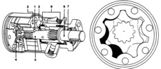 Engine with gerotor type gears and its elements