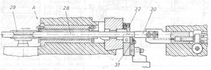 Axial section in vertical plane through the cutting device