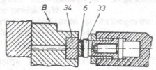 Axial section in vertical plane through the forging of the device