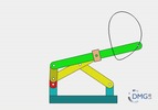 Six bar linkage. Inverted slider crank kinematic chain connected in parallel with a four bar linkage -1 (Variant 2)_SolidWorks