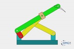 Six bar linkage. Inverted slider crank kinematic chain connected in parallel with a four bar linkage -1 (Variant 11)_SolidWorks