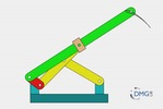 Six bar linkage. Inverted slider crank kinematic chain connected in parallel with a four bar linkage -1 (Variant 14)_SolidWorks