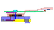 Ansicht von oben welche den Mechanismus mit der dmgId 2801025 in Position P0 zeigt