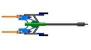 Ansicht von oben welche den Mechanismus mit der dmgId 2829025 in Position P1 zeigt