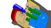 Detailed view number 2 showing a mechanism named pump with axial pistons in position P0