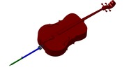 ISO-view showing a mechanism named adjustable Endpin For The Cello in position P10