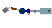 View from the right showing a mechanism named device using the movement of a belt drive in position P05
