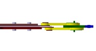 Quadruple view showing a mechanism named hedge trimmer mechanism