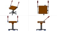 Quadruple view showing a mechanism named support de dossier de chaise in position P00