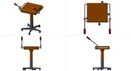 Quadruple view showing a mechanism named support de dossier de chaise in position P10