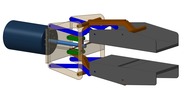 ISO-view showing a mechanism named gripping pliers with paralell bits equipped with electrical contacts in position P07
