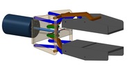 ISO-view showing a mechanism named gripping pliers with paralell bits equipped with electrical contacts in position P04