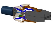 ISO-view showing a mechanism named gripping pliers with paralell bits equipped with electrical contacts in position P19