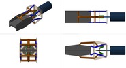 Quadruple view showing a mechanism named gripping pliers with paralell bits equipped with electrical contacts in position P20