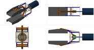 Quadruple view showing a mechanism named gripping pliers with paralell bits equipped with electrical contacts in position P00
