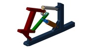 ISO-view showing a mechanism named suspension system with variable leverage in position P16