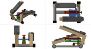 Quadruple view showing a mechanism named treadmill in position P00
