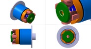 Quadruple view showing a mechanism named differential bevel gears, with limited automatic locking for motor vehicles in position P0