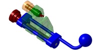 ISO-view showing a mechanism named manual tool for stripping electric cables in position P02