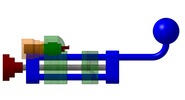 View from the top showing a mechanism named manual tool for stripping electric cables in position P01