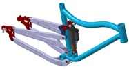ISO-view showing a mechanism named mountain bike frame in position P1