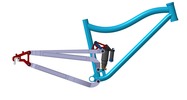 View from the left showing a mechanism named mountain bike frame in position P2
