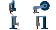 Quadruple view showing a mechanism named cutting device in position P00