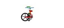 View from the front showing a mechanism named folding bicycle in position P4