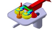 Quadruple view showing a mechanism named electric hedge trimmer