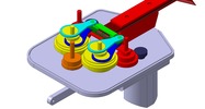 Detailed view number 1 showing a mechanism named electric hedge trimmer in position P2