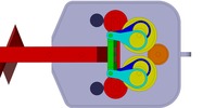 Detailed view number 1 showing a mechanism named electric hedge trimmer in position P2