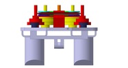View from the front showing a mechanism named electric hedge trimmer in position P0