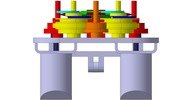 View from the back showing a mechanism named electric hedge trimmer in position P2