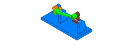 ISO-view showing a mechanism named off-axis slide mechanism and motor crank in position P1
