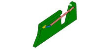 ISO-view showing a mechanism named mechanism with slide and oscillating control lever, commanded by slide in position P2