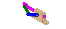 ISO-view showing a mechanism named mecanism with slider and cranks in position P1