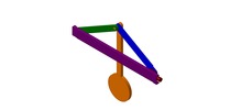 ISO-view showing a mechanism named slider-crank mechanism with pendulum in position P0