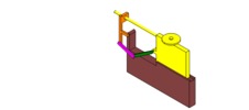 ISO-view showing a mechanism named crank and slider mechanism in position P3
