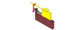 ISO-view showing a mechanism named crank and slider mechanism in position P0