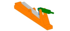 ISO-view showing a mechanism named four-bar mechanism of a hand lever shear in position P01