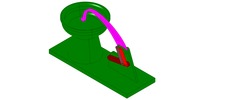 ISO-view showing a mechanism named multiple-bar mechanism of a dough-kneader in position P02
