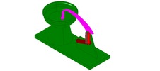 ISO-view showing a mechanism named multiple-bar mechanism of a dough-kneader in position P01