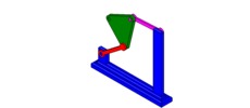 ISO-view showing a mechanism named watt four-bar approximate straight-line mechanism in position P01