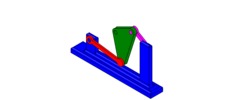 ISO-view showing a mechanism named watt four-bar approximate straight-line mechanism in position P04