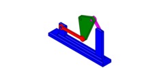 ISO-view showing a mechanism named watt four-bar approximate straight-line mechanism in position P03
