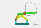 Six bar linkage. Inverted slider crank kinematic chain connected in parallel with a four bar linkage -1 (Variant 1)_SolidWorks