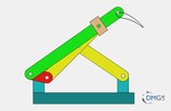 Six bar linkage. Inverted slider crank kinematic chain connected in parallel with a four bar linkage -1 (Variant 12)_SolidWorks