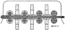 Scheme of a continuous rolling mill